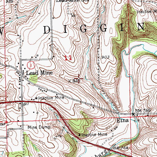 Topographic Map of Town of New Diggings, WI