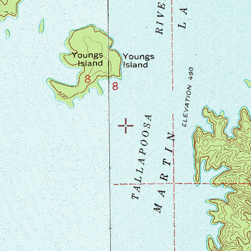 Topographic Map of Oakfuskee (historical), AL