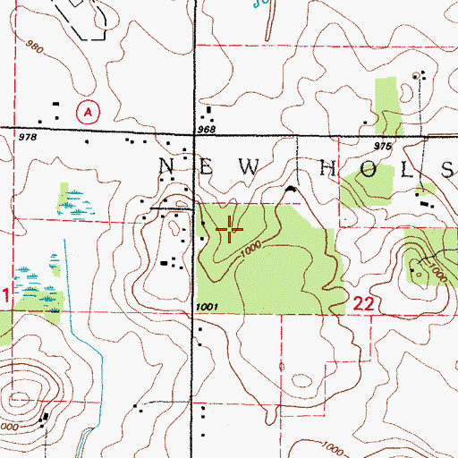 Topographic Map of Town of New Holstein, WI