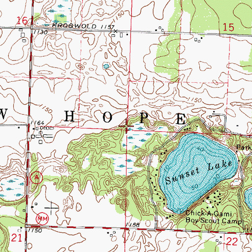 Topographic Map of Town of New Hope, WI