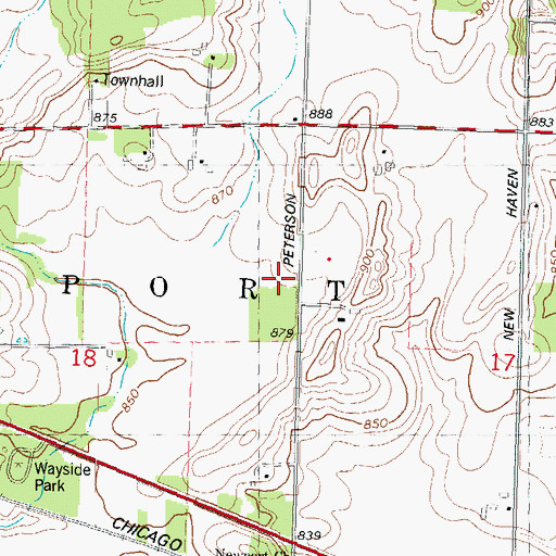 Topographic Map of Town of Newport, WI
