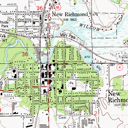 Topographic Map of City of New Richmond, WI