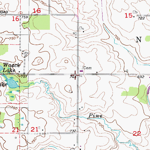 Topographic Map of Town of Newton, WI