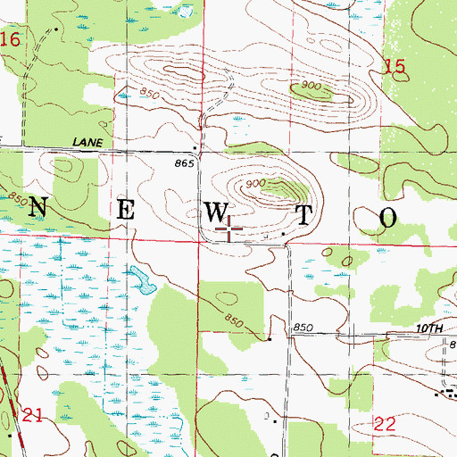 Topographic Map of Town of Newton, WI