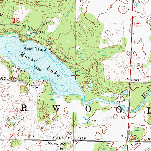 Topographic Map of Town of Norwood, WI
