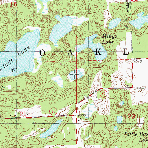 Topographic Map of Town of Oakland, WI