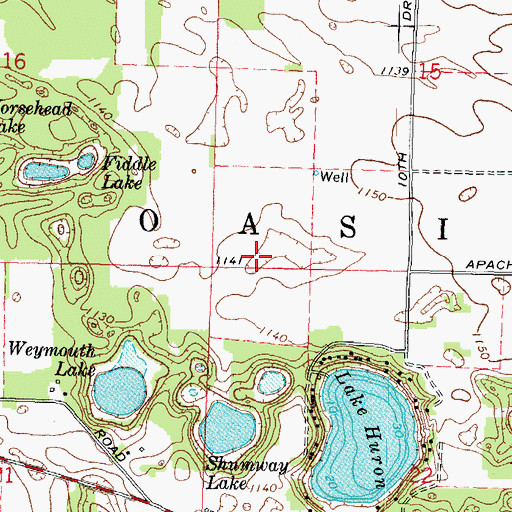 Topographic Map of Town of Oasis, WI