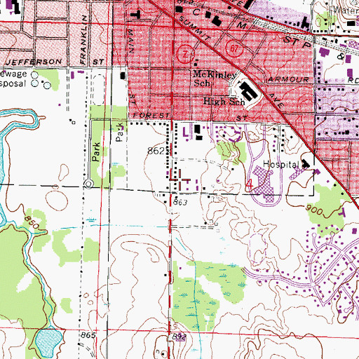 Topographic Map of City of Oconomowoc, WI