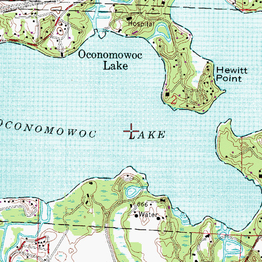 Topographic Map of Village of Oconomowoc Lake, WI