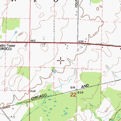 Topographic Map of Town of Oconto, WI