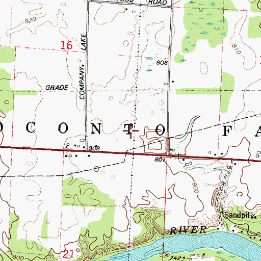 Topographic Map of Town of Oconto Falls, WI