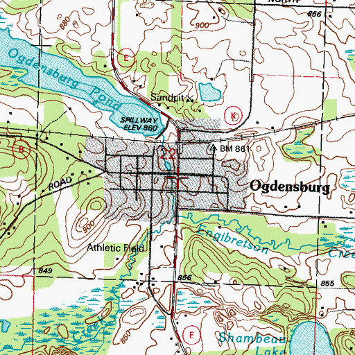 Topographic Map of Village of Ogdensburg, WI