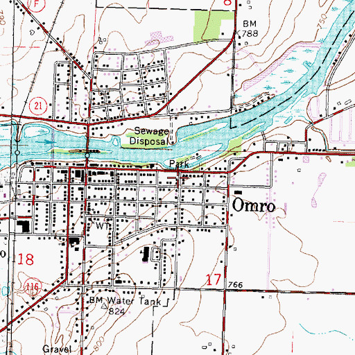 Topographic Map of City of Omro, WI