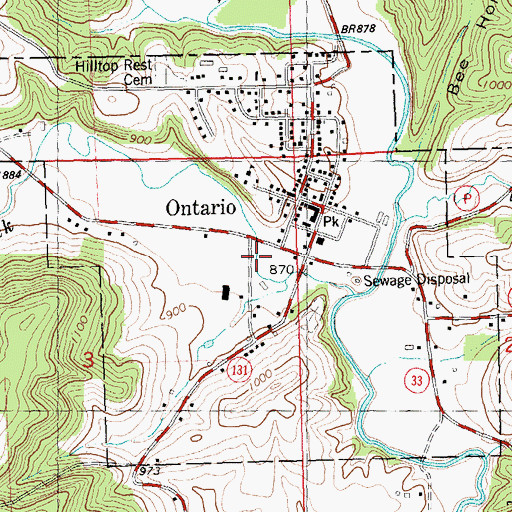 Topographic Map of Village of Ontario, WI