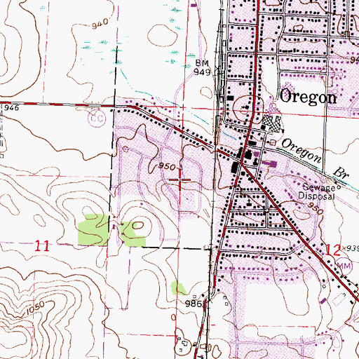 Topographic Map of Village of Oregon, WI