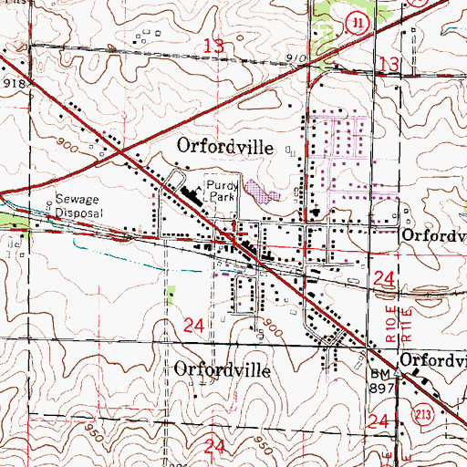 Topographic Map of Village of Orfordville, WI