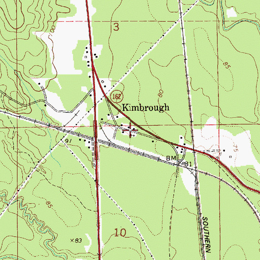 Topographic Map of Kimbrough Church, AL