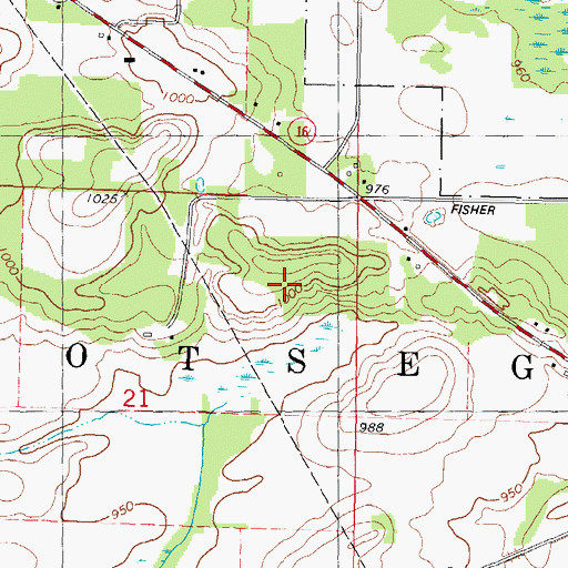 Topographic Map of Town of Otsego, WI