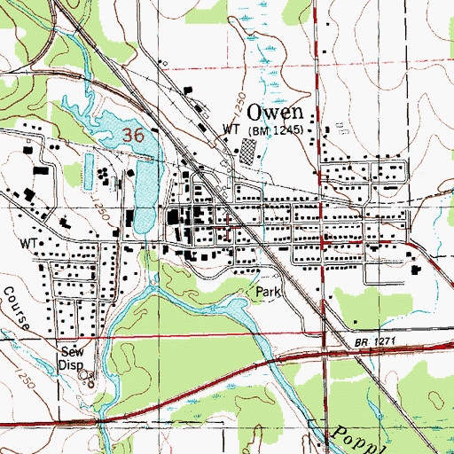 Topographic Map of City of Owen, WI