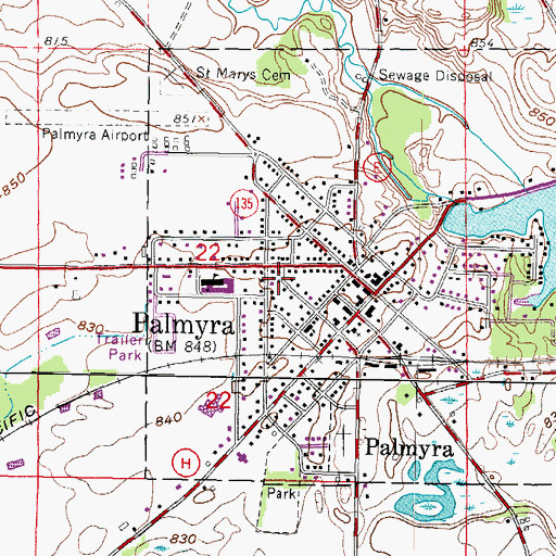 Topographic Map of Village of Palmyra, WI