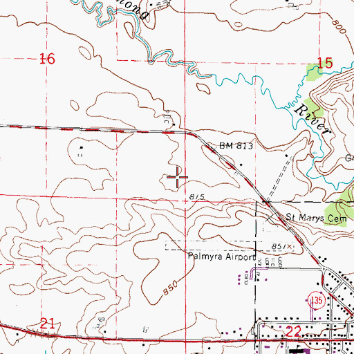 Topographic Map of Town of Palmyra, WI