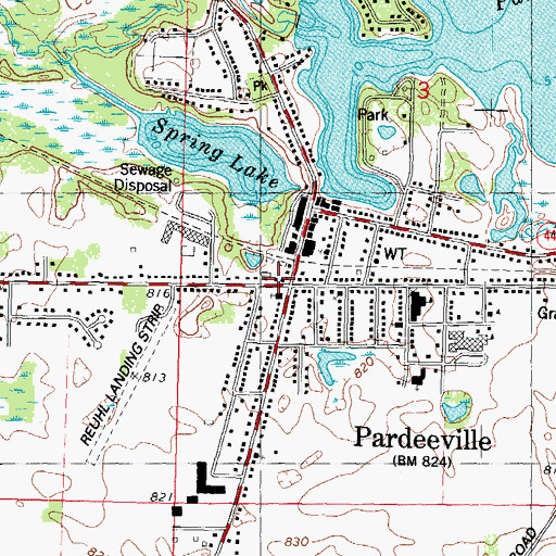 Topographic Map of Village of Pardeeville, WI