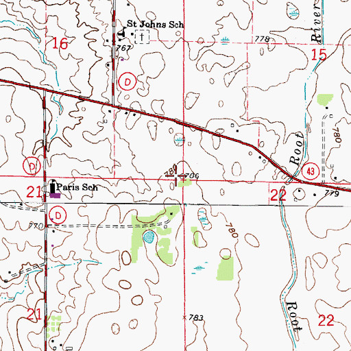 Topographic Map of Town of Paris, WI