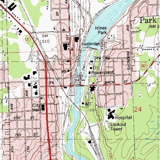 Topographic Map of City of Park Falls, WI