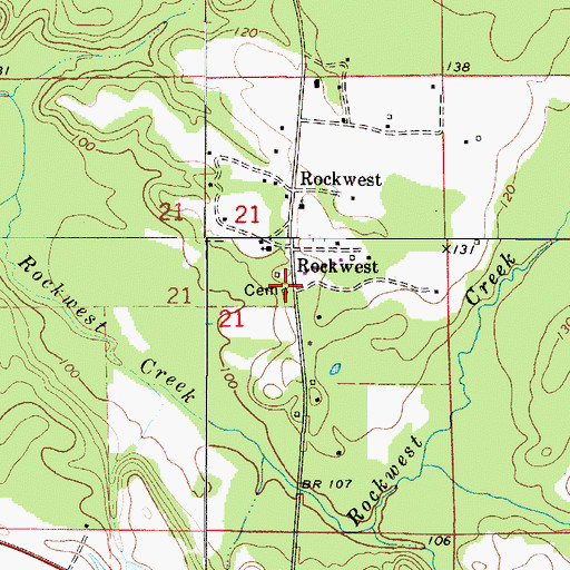 Topographic Map of Powell Cemetery, AL