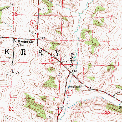 Topographic Map of Town of Perry, WI