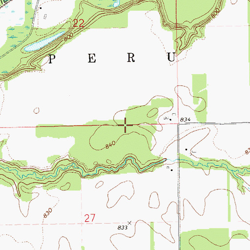 Topographic Map of Town of Peru, WI