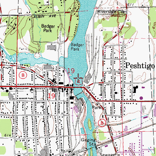 Topographic Map of City of Peshtigo, WI