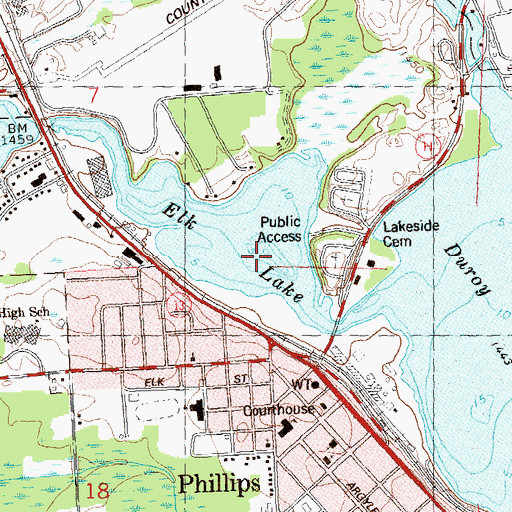 Topographic Map of City of Phillips, WI