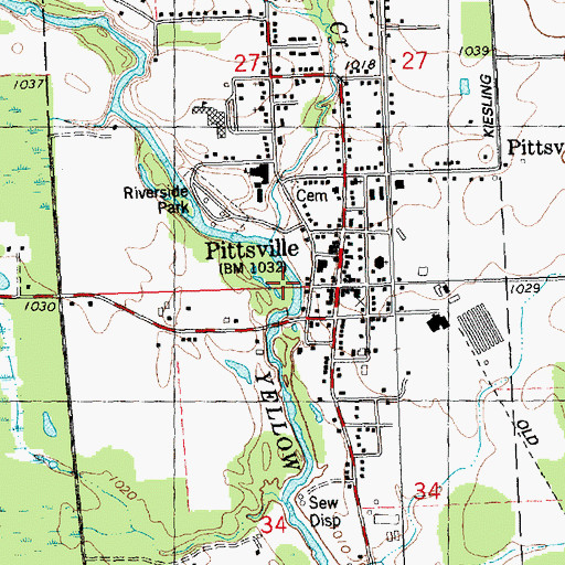 Topographic Map of City of Pittsville, WI