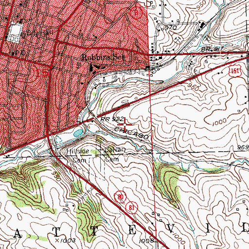 Topographic Map of City of Platteville, WI
