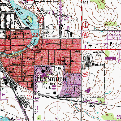 Topographic Map of City of Plymouth, WI