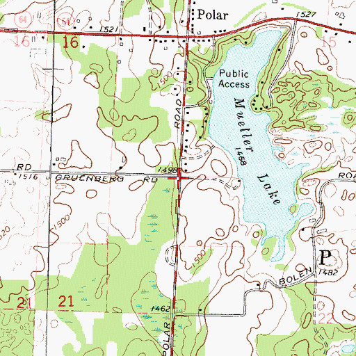 Topographic Map of Town of Polar, WI