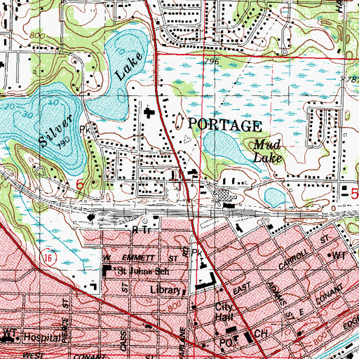 Topographic Map of City of Portage, WI