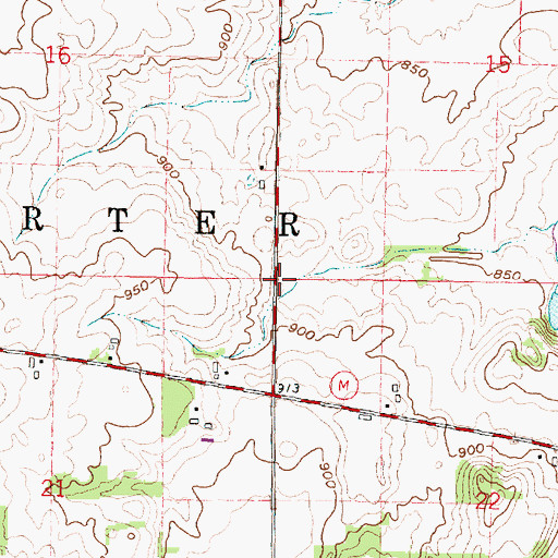 Topographic Map of Town of Porter, WI
