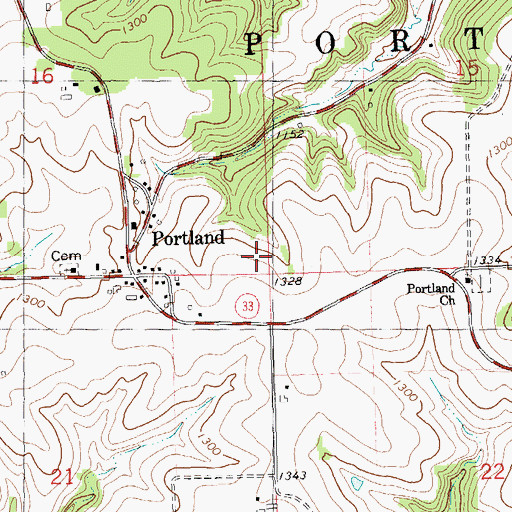 Topographic Map of Town of Portland, WI