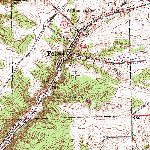 Topographic Map of Village of Potosi, WI
