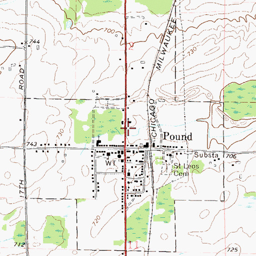 Topographic Map of Village of Pound, WI