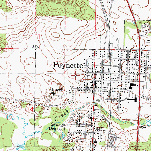 Topographic Map of Village of Poynette, WI
