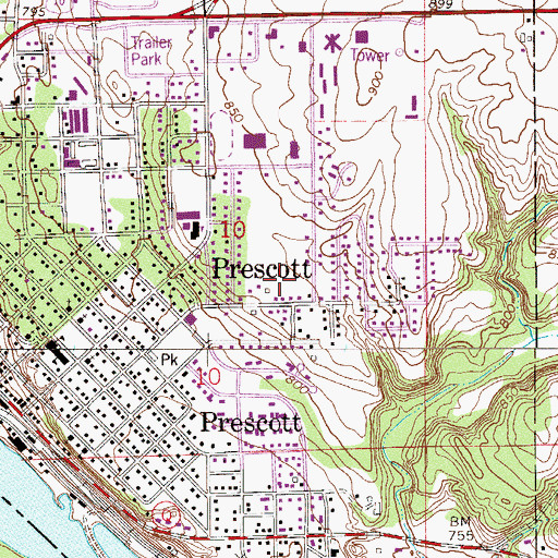 Topographic Map of City of Prescott, WI