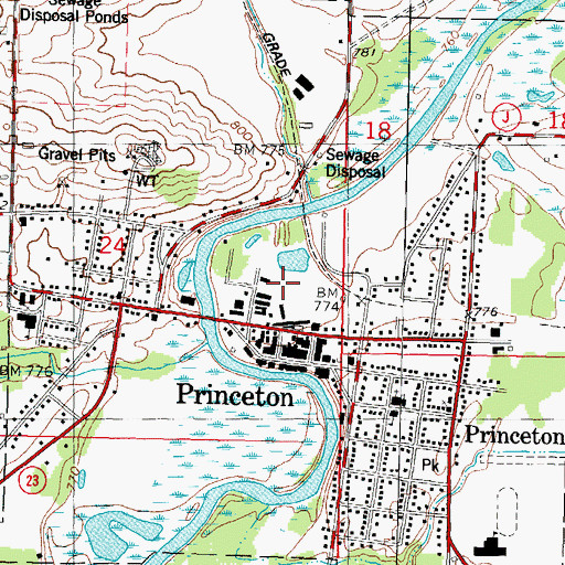 Topographic Map of City of Princeton, WI