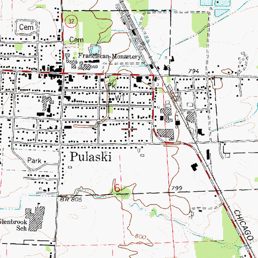 Topographic Map of Village of Pulaski, WI