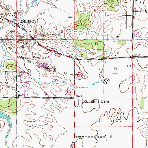 Topographic Map of Town of Randall, WI