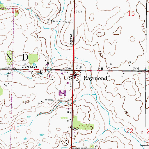 Topographic Map of Town of Raymond, WI