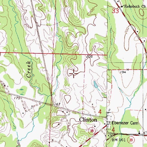 Topographic Map of Alexander Cemetery, AL