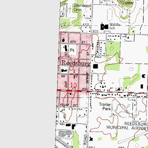 Topographic Map of City of Reedsburg, WI